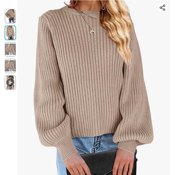 Women’s Oversized Crewneck Sweater | Lantern Sleeve - Picture 3 of 6